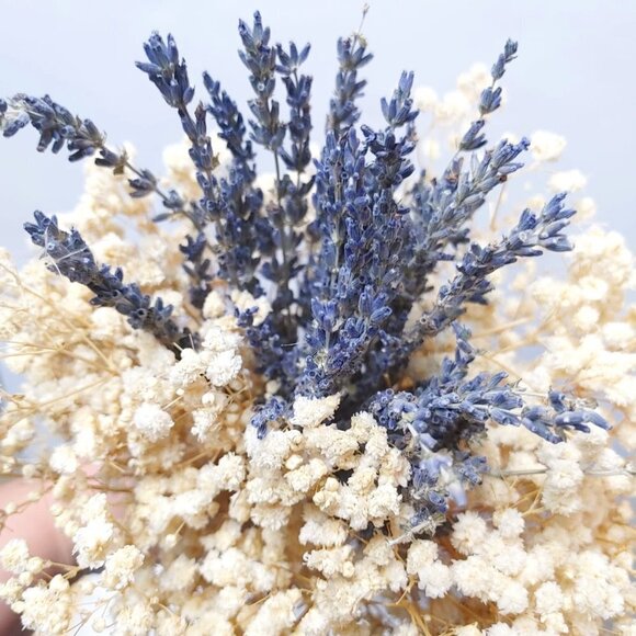 60g Dried Lavender & Baby Breath Bundles 100% Natural Bouquet Home Decor Wedding - Picture 2 of 13